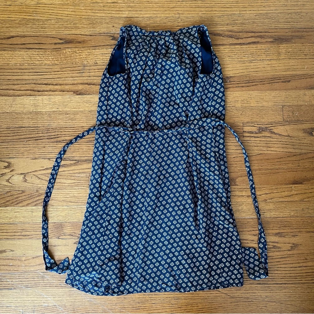 Madewell Navy Printed Tie-Neck Mini Dress - Picture 4 of 5
